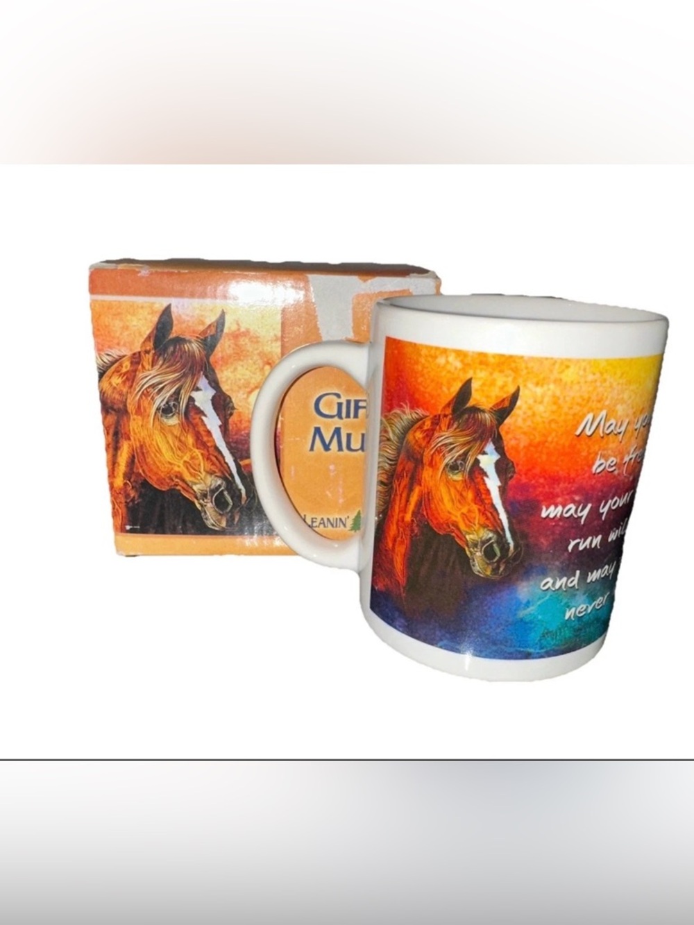 VTG Leanin' Tree Coffee Mug 1999 New Jan Taylor Wild Horse Western Cowboy 12oz